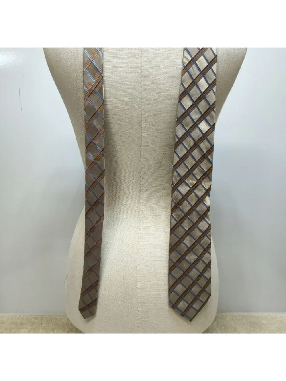 Michael Kors Plaid Necktie Pure Silk Woven Check Geometric Men Business Suit VGC